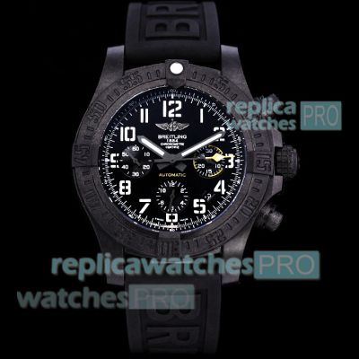 Swiss Clone Breitling Avenger Hurricane Carbon Case 45mm Chronograph Watch All Black 